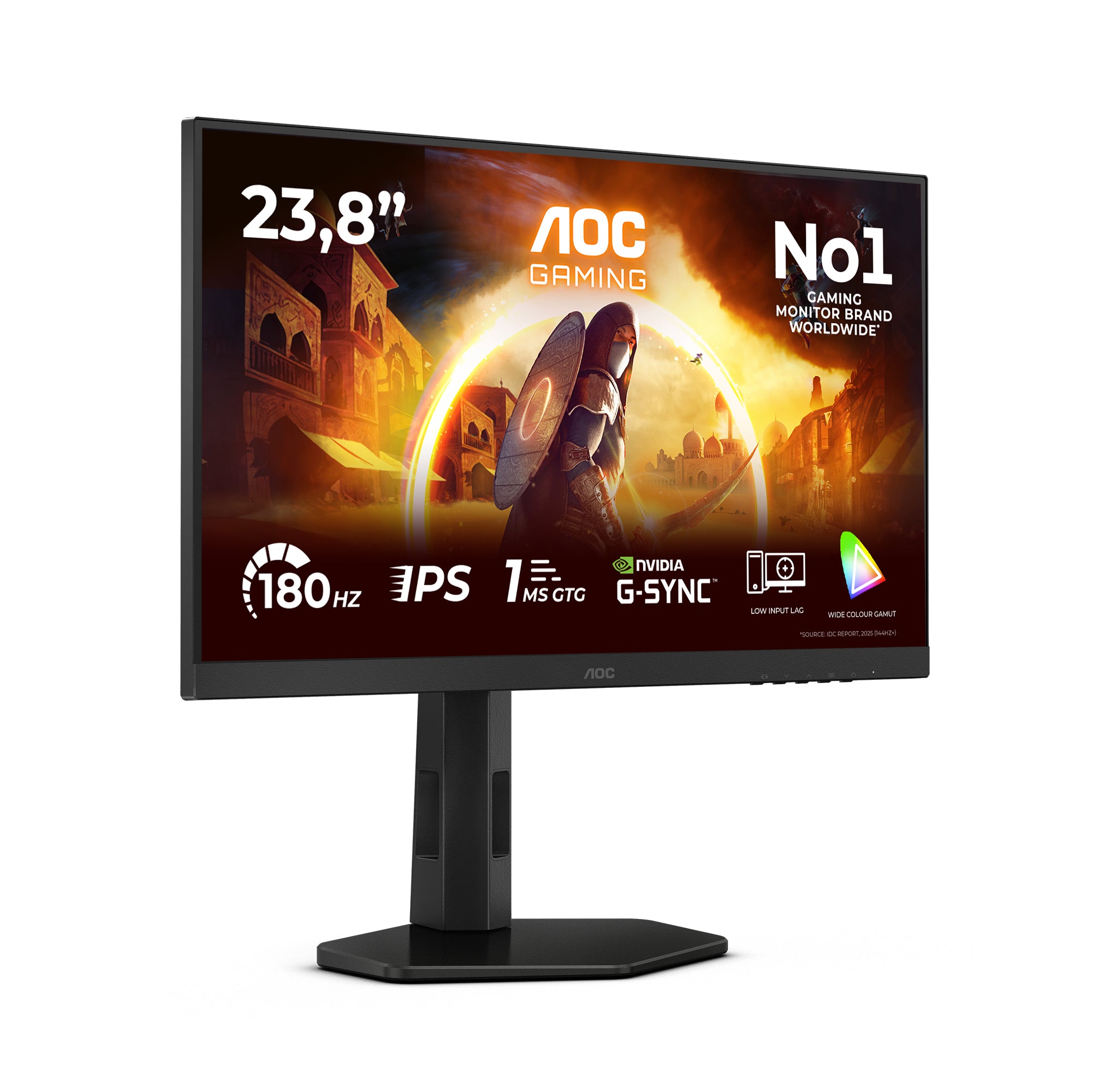 AOC 24-Inch Gaming Monitor | Full HD 1920x1080 | 180Hz | 1ms | HDR10 | FreeSync Premium + G-Sync Compatible | HDMI + DisplayPort | Black