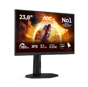 AOC 24-Inch Gaming Monitor | Full HD 1920x1080 | 180Hz | 1ms | HDR10 | FreeSync Premium + G-Sync Compatible | HDMI + DisplayPort | Black