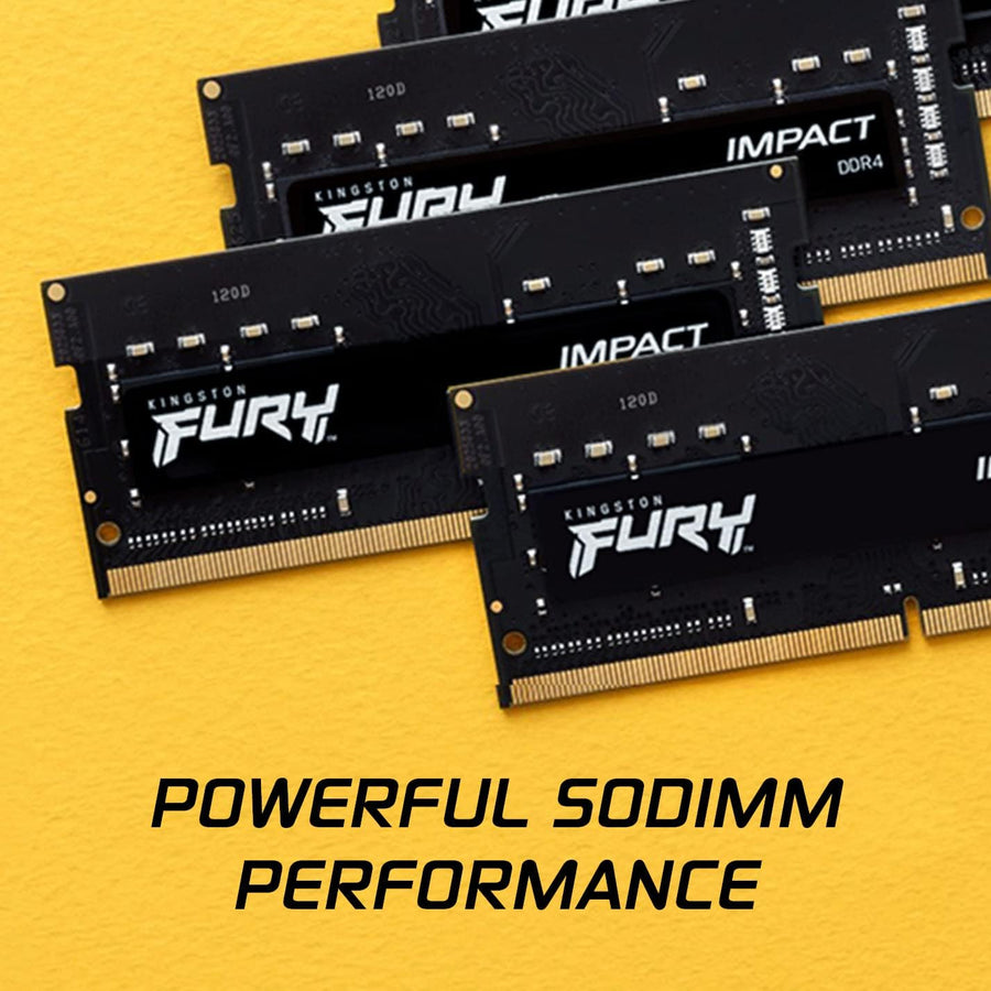 Kingston FURY Impact 64GB Kit (2x32GB) DDR4-3200 SODIMM Gaming Laptop Memory KF432S20IBK2/64 | PC4-25600 | CL20 Tightest Timings | 1.2V | 260-Pin Non-ECC Unbuffered | 2Rx8 Dual-Rank | Intel XMP 2.0 | AMD Ryzen Ready | Black