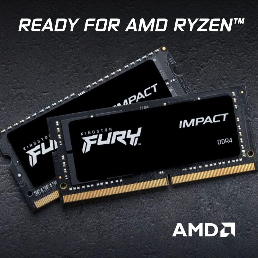 Kingston FURY Impact 64GB Kit (2x32GB) DDR4-3200 SODIMM Gaming Laptop Memory KF432S20IBK2/64 | PC4-25600 | CL20 Tightest Timings | 1.2V | 260-Pin Non-ECC Unbuffered | 2Rx8 Dual-Rank | Intel XMP 2.0 | AMD Ryzen Ready | Black