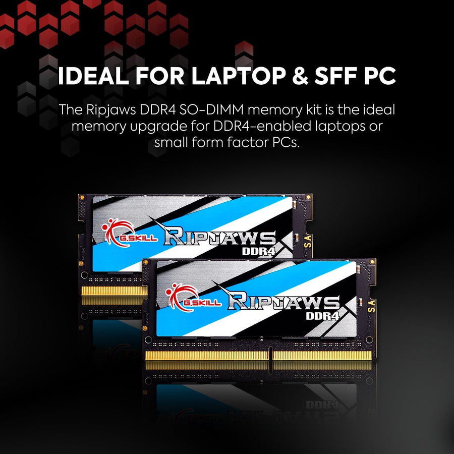 G.Skill Ripjaws 16GB Kit (2x8GB) DDR4-2400 SODIMM Gaming Laptop Memory F4-2400C16D-16GRS No Box | PC4-19200 | CL16-16-16-39 Tight Timings | 1.2V | 260-Pin Non-ECC Unbuffered | Dual-Channel Matched Pair | Black