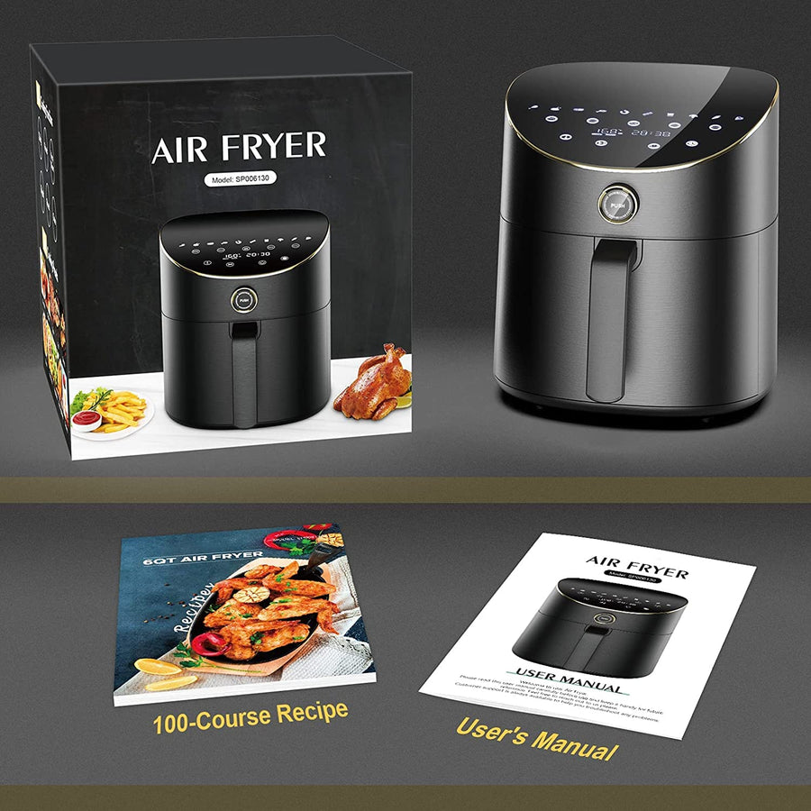 Vpcok Direct 5.5L XXL Air Fryer, 15 Preset Programs, Oil-Free Hot Air Frying, Digital LED Touchscreen, Preheat & Keep Warm Functions