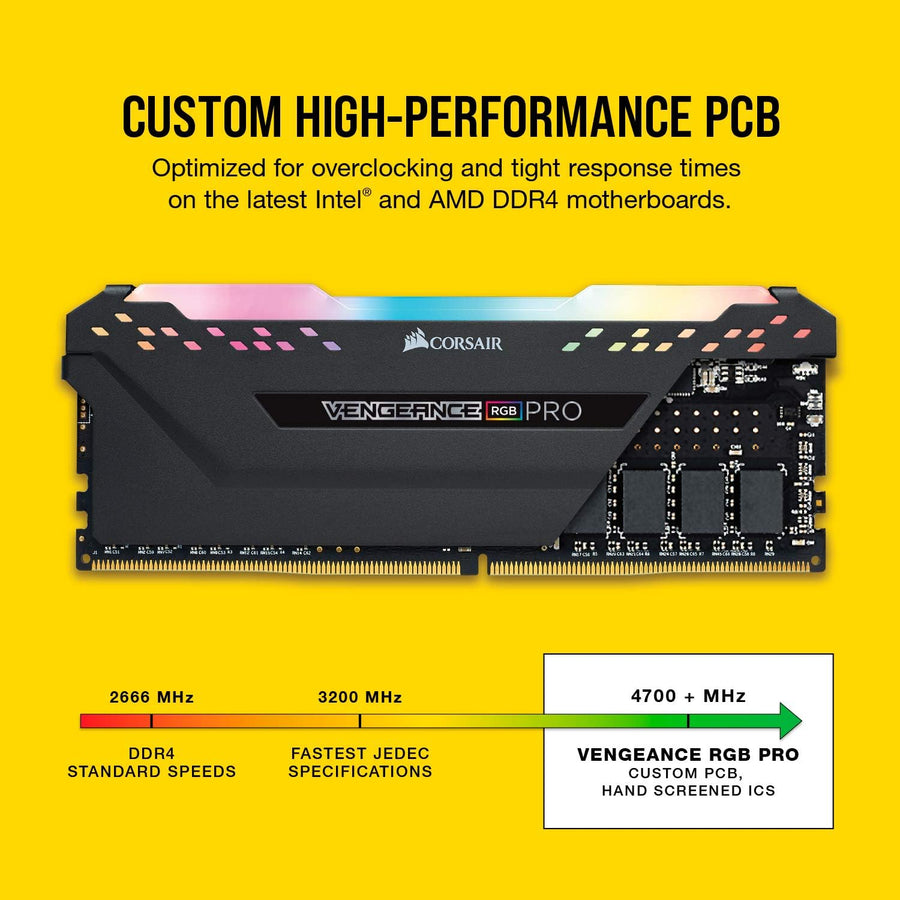CORSAIR VENGEANCE RGB PRO 16GB (2 x 8GB) DDR4 Desktop Memory Kit | 3200MT/s · CL16-18-18-36 · 1.35V | Intel XMP 2.0 | Dy