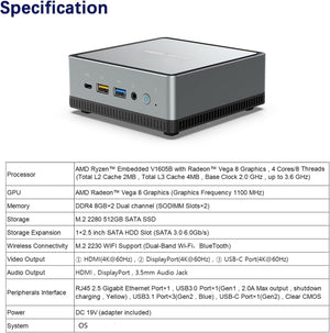 MINISFORUM MINIS FORUM Mini PC | AMD Radeon Graphics | 16GB DDR4 RAM | 512GB SSD | WiFi | ملاحظة: Z000001000143