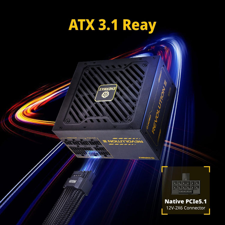 Enermax Revolution D.F.X 1050W | 80+ Gold Fully Modular ATX 3.0 + PCIe 5.0 Power Supply | Native 600W 12VHPWR Cable | 100% Japanese Capacitors | ARGB Side Panel (14 Modes) | Dust-Free Rotation Technology | 200% Power Excursion | For RTX 4090 / RTX 5090