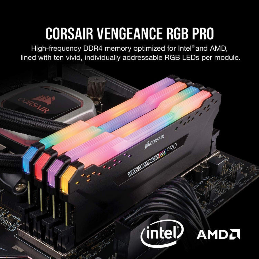 CORSAIR VENGEANCE RGB PRO 16GB (2 x 8GB) DDR4 Desktop Memory Kit | 3200MT/s · CL16-18-18-36 · 1.35V | Intel XMP 2.0 | Dy