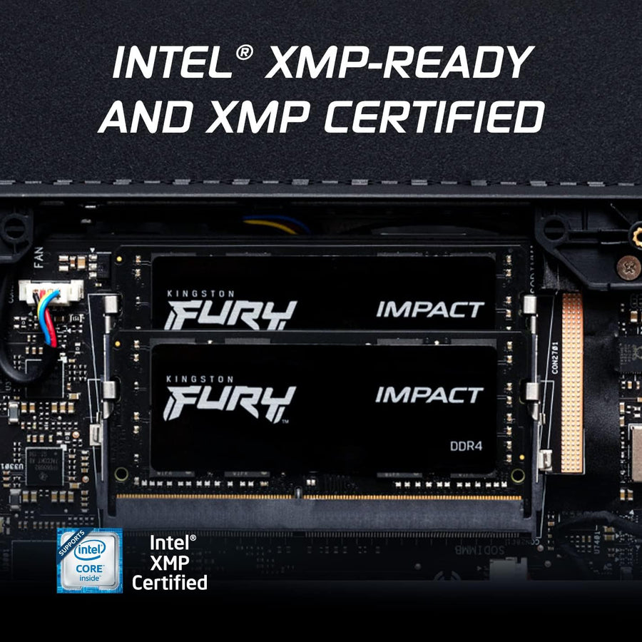 Kingston FURY Impact 64GB Kit (2x32GB) DDR4-3200 SODIMM Gaming Laptop Memory KF432S20IBK2/64 | PC4-25600 | CL20 Tightest Timings | 1.2V | 260-Pin Non-ECC Unbuffered | 2Rx8 Dual-Rank | Intel XMP 2.0 | AMD Ryzen Ready | Black
