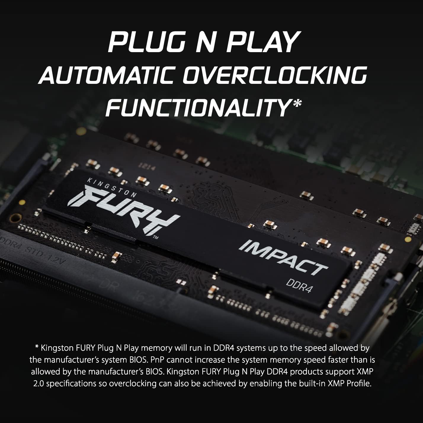 Kingston FURY Impact 32GB Kit (2x16GB) DDR4-3200 SODIMM Gaming Laptop Memory KF432S20IBK2/32 | PC4-25600 | CL20 Tightest Timings | 1.2V | 260-Pin Non-ECC Unbuffered | Intel XMP 2.0 | Plug N Play | AMD Ryzen Ready | Black