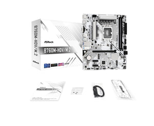 ASRock B760M-HDV/M.2 | Intel LGA 1700 Micro-ATX Motherboard | DDR5 7200+ | PCIe 4.0 | Hyper M.2 (Gen4) + Ultra M.2 | Triple Display Output | Dragon 2.5G LAN | For Intel 12th/13th/14th Gen | White/Black
