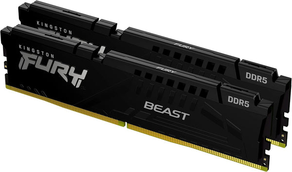 Kingston FURY Beast DDR5 32GB Kit (2x16GB) Black | 6000MHz CL36-38-38 | AMD EXPO + Intel XMP 3.0 | 1.35V | Low-Profile Heat Spreader | On-Die ECC (ODECC) | Non-RGB Stealth Design | Plug N Play | Complete 2x16GB Kit | Intel + AMD Ryzen