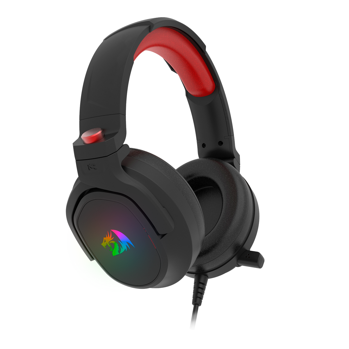 Redragon H399 Nireus RGB USB Gaming Headset | 50mm Drivers | 100Hz-10kHz | 20Ω | USB Connection | Retractable Omni-Directional Microphone | In-Line Volume, Mute & Lighting Controls | RGB Backlight | Synthetic Leather Earpads | ABS Build