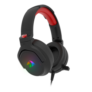 Redragon H399 Nireus RGB USB Gaming Headset | 50mm Drivers | 100Hz-10kHz | 20Ω | USB Connection | Retractable Omni-Directional Microphone | In-Line Volume, Mute & Lighting Controls | RGB Backlight | Synthetic Leather Earpads | ABS Build