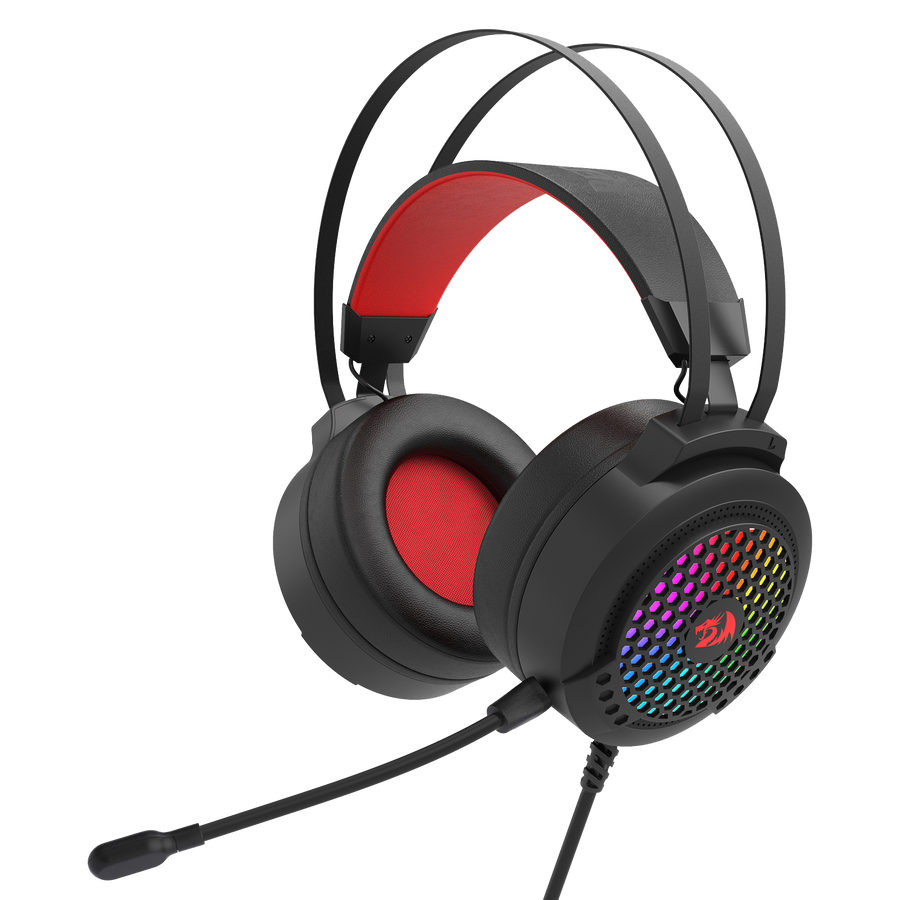 Redragon H261 Carmen RGB Wired Gaming Headset | 50mm Drivers | 20Hz-20kHz | 32Ω | Dual 3.5mm + USB (Lighting Only) | ~2m