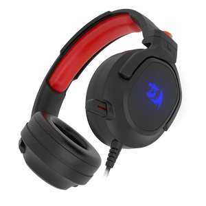 Redragon H399 Nireus RGB USB Gaming Headset | 50mm Drivers | 100Hz-10kHz | 20Ω | USB Connection | Retractable Omni-Directional Microphone | In-Line Volume, Mute & Lighting Controls | RGB Backlight | Synthetic Leather Earpads | ABS Build