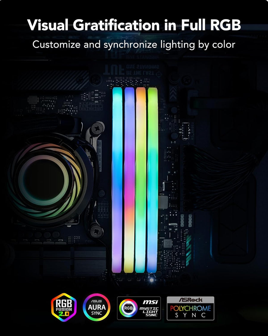 Lexar ARES RGB DDR5 32GB Kit (2x16GB) Black | 7200MT/s CL34-42-42-84 | Intel XMP 3.0 + AMD EXPO | 1.4V | 8-Zone ARGB Light Bar | SK Hynix Premium DRAM ICs | Aluminum Heat Spreader | On-Die ECC + PMIC | Complete 2x16GB Kit | Intel + AMD Ryzen