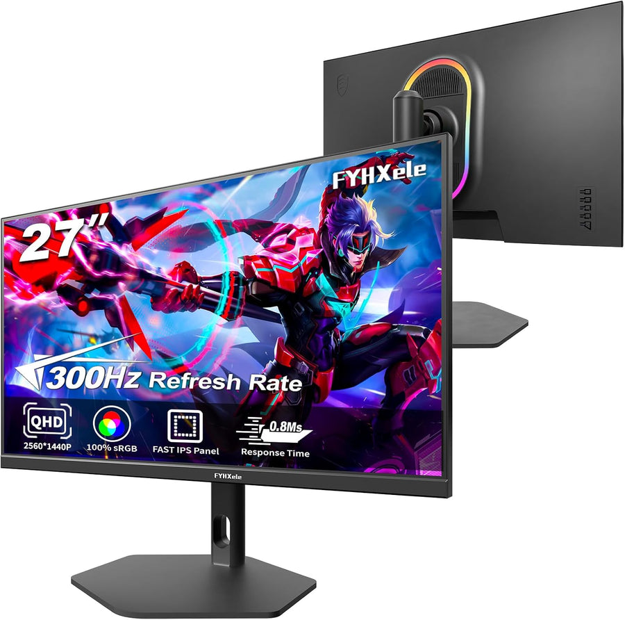FYHXele | 27" Gaming Monitor | QHD | 300Hz | 0.8ms GtG | IPS | 100% sRGB | Height Adjustable