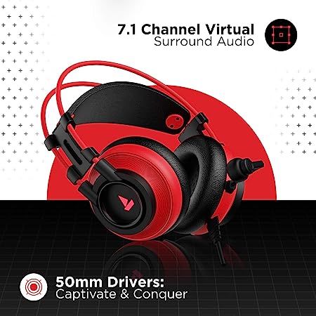 boAt Immortal 200 (IM-200) USB Gaming Headset | 7.1 Channel Virtual Surround | 50mm Drivers · 32Ω · 100dB | ENx Uni-Dire