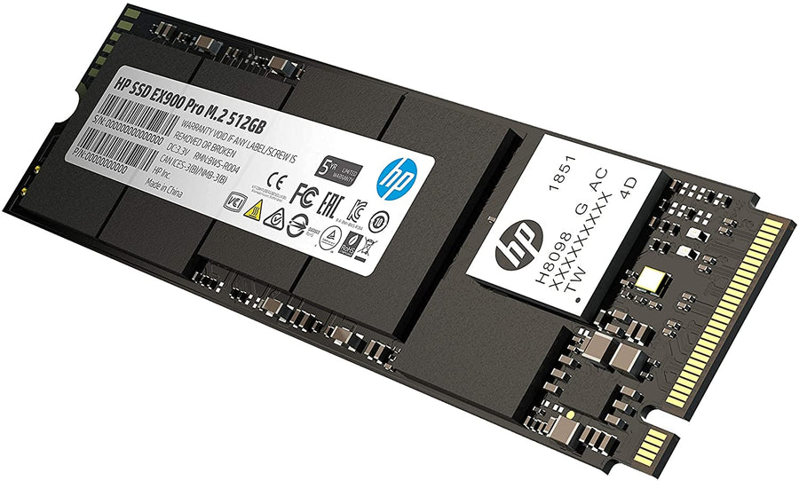 HP EX900 Pro 512GB NVMe SSD | M.2 2280 PCIe Gen3 x4 NVMe 1.3 | 2,240 MB/s Read · 1,960 MB/s Write | 320 TBW · 5-Year War