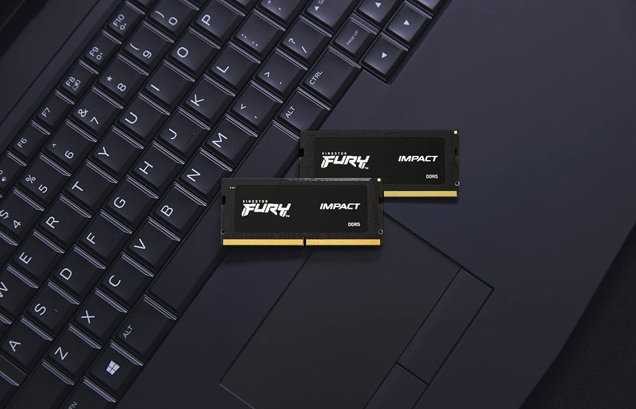Kingston FURY Impact 32GB Kit (2x16GB) DDR5-4800 SODIMM Gaming Laptop Memory KF548S38IBK2-32 | PC5-38400 | CL38 Tight Timings | 1.1V | 262-Pin Non-ECC | Intel XMP 3.0 | Plug N Play | Black Low-Profile Heat Spreader