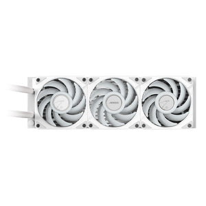 Gigabyte AORUS WATERFORCE II 360 ICE ARGB 360mm AIO Liquid CPU Cooler | 3× 120mm ARGB EZ-Chain · 800-2300 RPM · 64.95 CFM | Copper Block · 330° Rotatable · Pump 1600-3400 RPM | LGA1851/1700 · AM5/AM4 | White