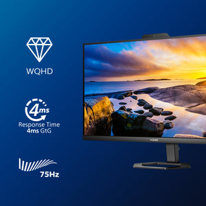 Philips 27E1N5600HE 27-Inch Monitor | QHD 2560x1440 | 75Hz | IPS Panel | HDMI + DisplayPort + USB-C | Height Adjustable | Black