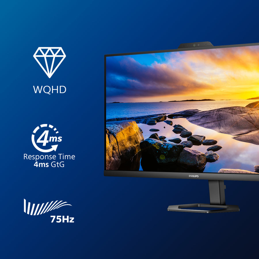 Philips 27E1N5600HE 27-Inch Monitor | QHD 2560x1440 | 75Hz | IPS Panel | HDMI + DisplayPort + USB-C | Height Adjustable | Black