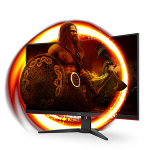 AOC 32-Inch Curved Monitor | QHD 2560x1440 | 1ms | Curved | FreeSync Premium | HDMI + DisplayPort | Black | ملاحظة: NO ADAPTOR 20V 4A
