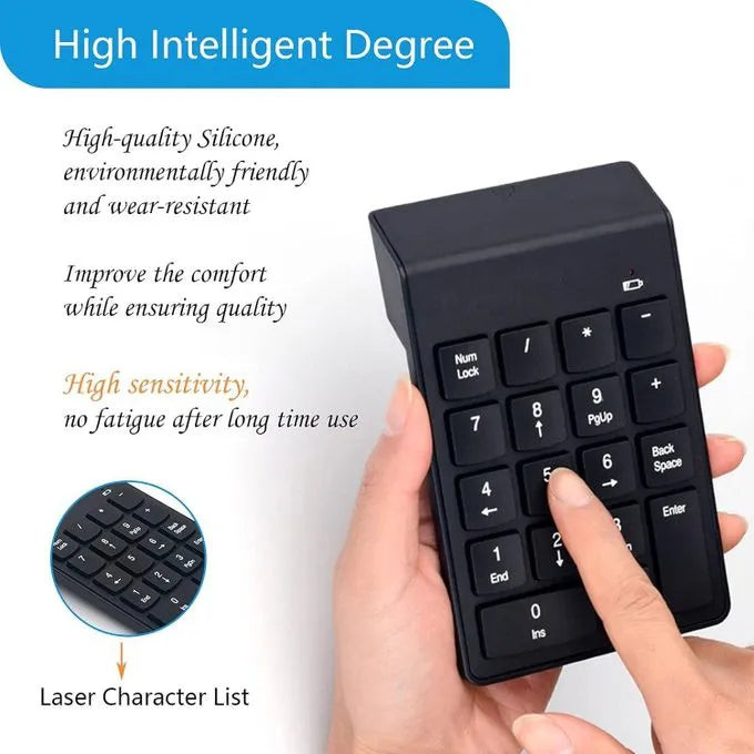 Point PT-220 Ultra-Slim Wireless Mini Numeric Keypad | Wireless connection | Num Lock | Portable slim numpad for laptops