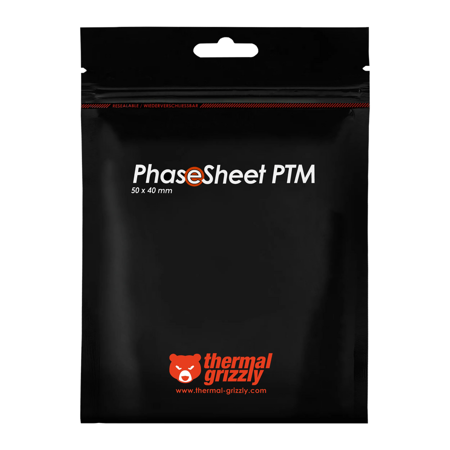 Thermal Grizzly PhaseSheet PTM TG-PS-50-40 Phase-Change Thermal Pad | 50 × 40 × 0.2 mm | Liquefies Above 45 °C | −75 °C 