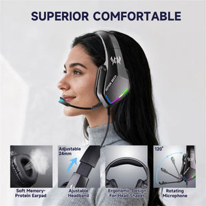 KOTION EACH G5000 Gaming Headset | 40mm Drivers | Virtual 7.1 Surround · RGB LED | 120° Noise-Reducing Mic | USB + 3.5mm · 1.8m | Black
