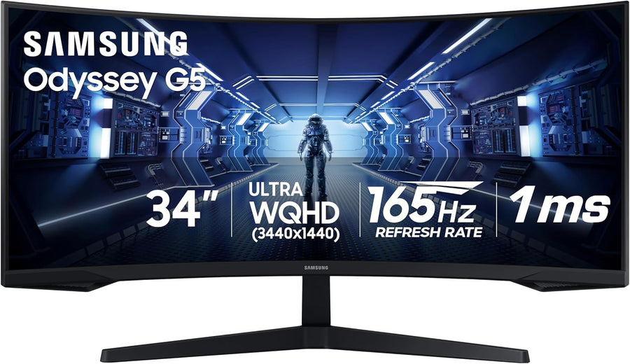 Samsung Odyssey G5 C34G55T 34" Curved Gaming Monitor | 3440 x 1440 UWQHD · VA | 165Hz | 1ms MPRT | 1000R · 21:9 | HDR10 