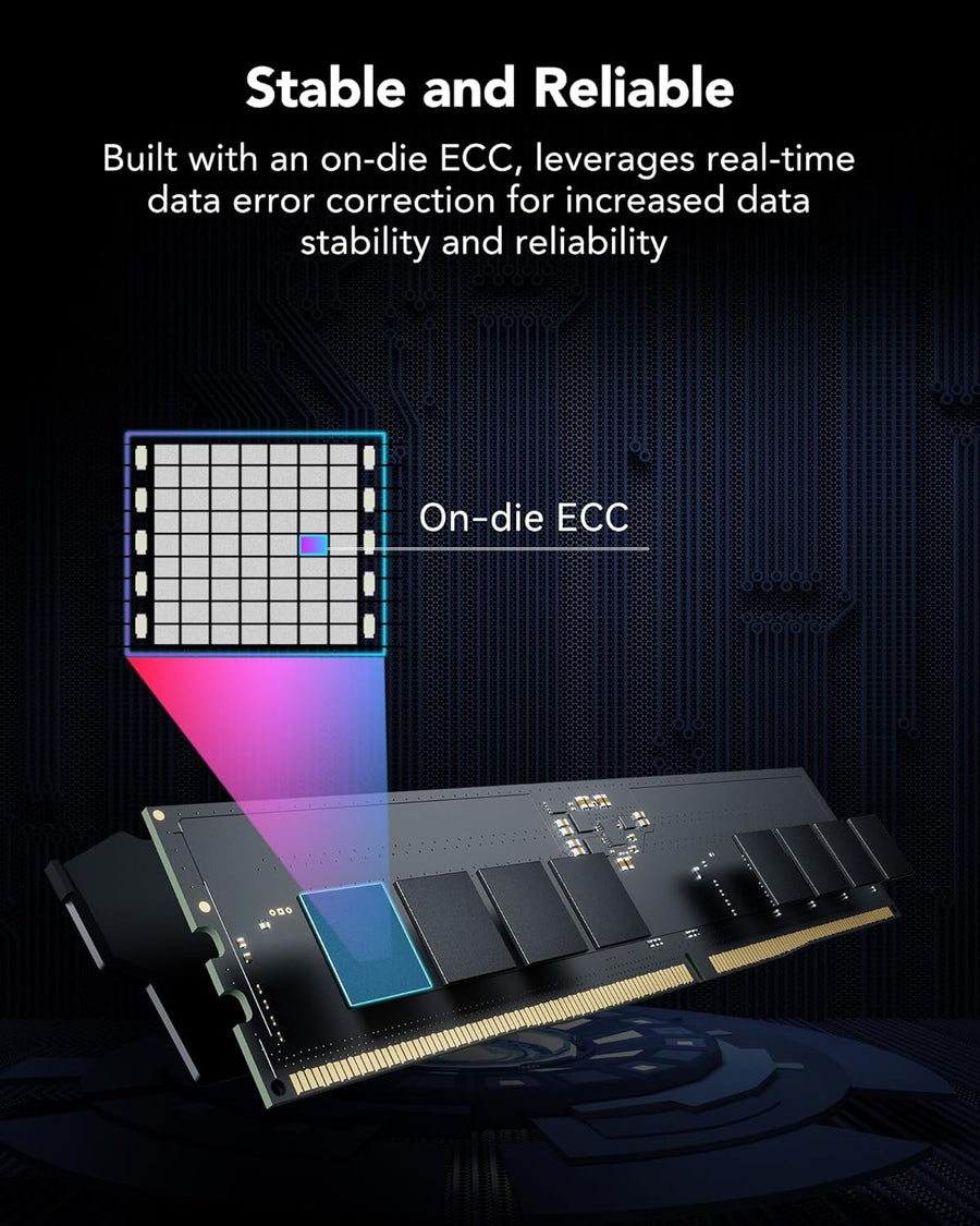 Lexar ARES RGB DDR5 32GB Kit (2x16GB) Black | 7200MT/s CL34-42-42-84 | Intel XMP 3.0 + AMD EXPO | 1.4V | 8-Zone ARGB Light Bar | SK Hynix Premium DRAM ICs | Aluminum Heat Spreader | On-Die ECC + PMIC | Complete 2x16GB Kit | Intel + AMD Ryzen