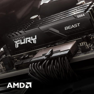 Kingston FURY Beast DDR4 16GB Kit (2x8GB) Black | 3600MHz CL17-21-21 | Intel XMP 2.0 | AMD Ryzen Ready | Plug-N-Play 2666MHz | Low-Profile Aluminum Heat Spreader | 1Rx8 Single Rank | Ryzen 5000 Sweet Spot | High-Speed Mainstream