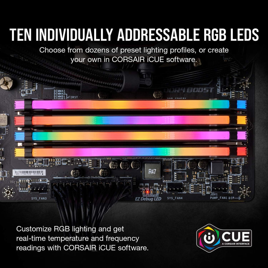 CORSAIR VENGEANCE RGB PRO 16GB (2 x 8GB) DDR4 Desktop Memory Kit | 3200MT/s · CL16-18-18-36 · 1.35V | Intel XMP 2.0 | Dy