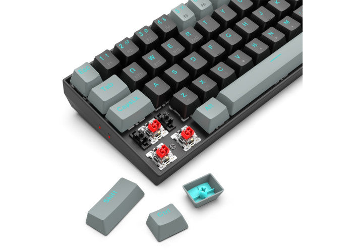 Redragon K662 Gwern Wireless Mechanical Keyboard | 68 Keys · 65% | Red Linear Switches · 5-Pin Hot-Swap | 2.4GHz + Bluetooth | Full-Key Anti-Ghosting | Black · Grey