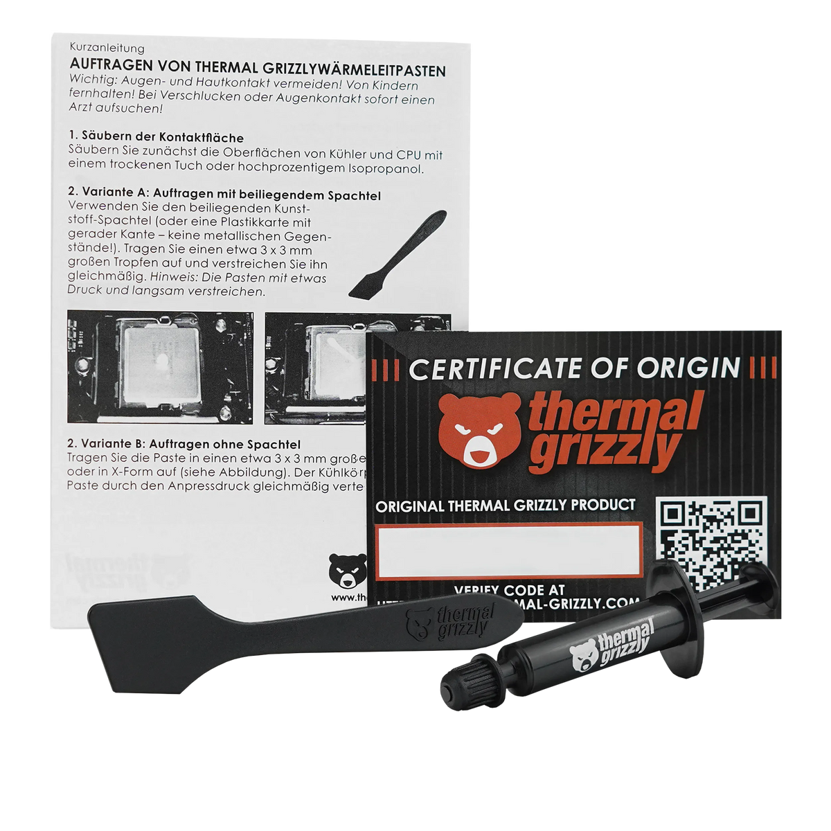 Thermal Grizzly Hydronaut Thermal Paste | 1 g Syringe | 11.8 W/mK | Non-Conductive · 0 pS/m | -200°C to +350°C | Grey
