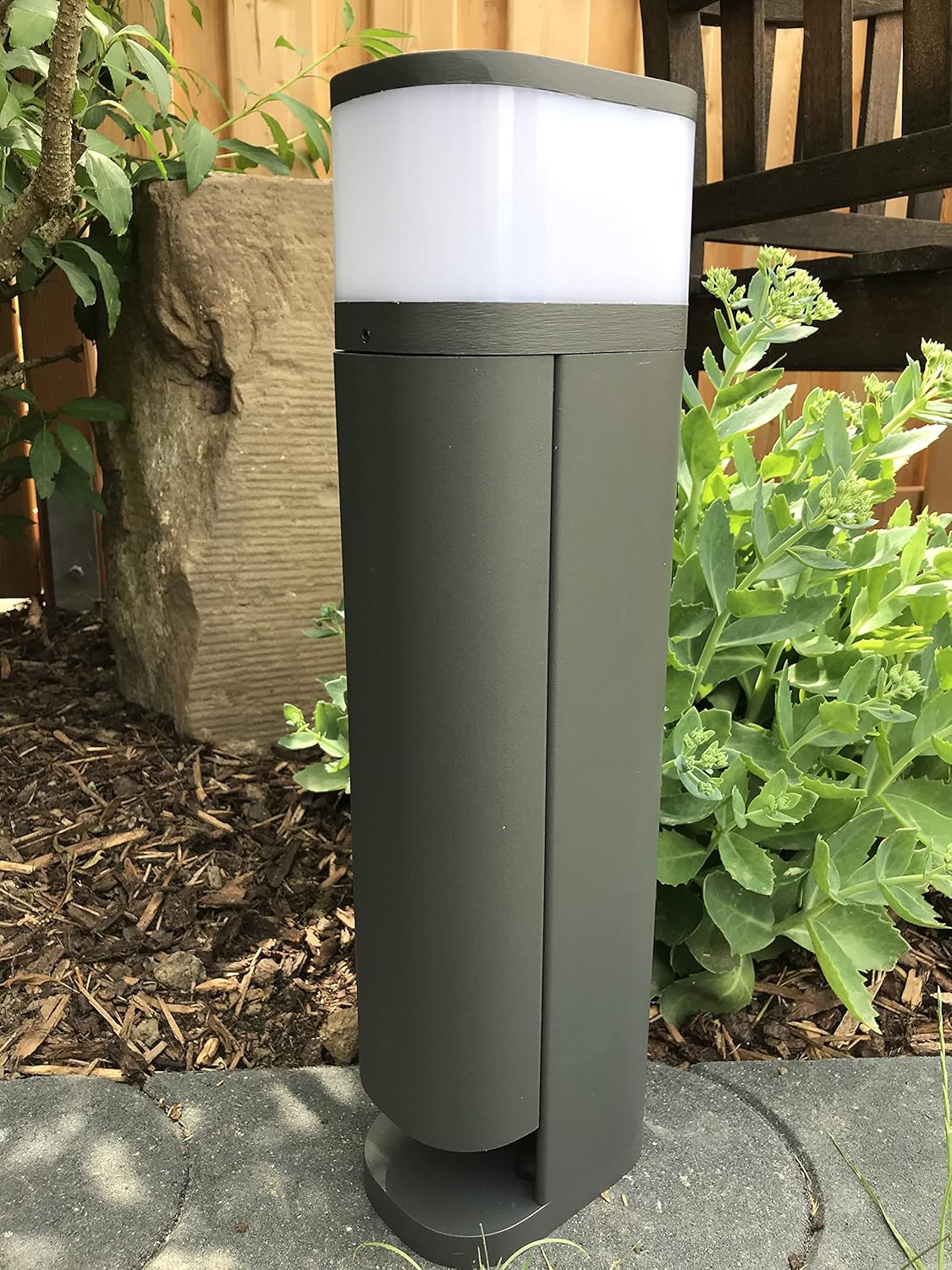 BOLD 19646 Volo Outdoor Socket Column — IP44, 2x Schuko, Twilight Sensor