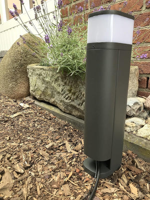 BOLD 19646 Volo Outdoor Socket Column — IP44, 2x Schuko, Twilight Sensor