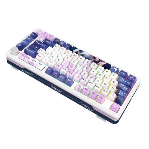 Redragon Cyrus Pro K681ACG-RGB-PRO 75% Mechanical Gaming Keyboard | 81 Keys · Control Knob | Tri-Mode Bluetooth · 2.4GHz · USB-C | Hot-Swappable · Gasket-Mounted | RGB · 4000mAh | Anime Purple