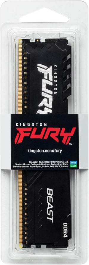 Kingston FURY Beast DDR4 8GB Single Stick (1x8GB) Black | 3200MHz CL16-18-18 | Intel XMP 2.0 + AMD Ryzen Ready | Plug-N-Play 2666MHz | 1.35V | Low-Profile Aluminum Heat Spreader | Genuine Single Module | Universal DDR4 Compatibility