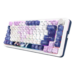 Redragon Cyrus Pro K681ACG-RGB-PRO 75% Mechanical Gaming Keyboard | 81 Keys · Control Knob | Tri-Mode Bluetooth · 2.4GHz · USB-C | Hot-Swappable · Gasket-Mounted | RGB · 4000mAh | Anime Purple