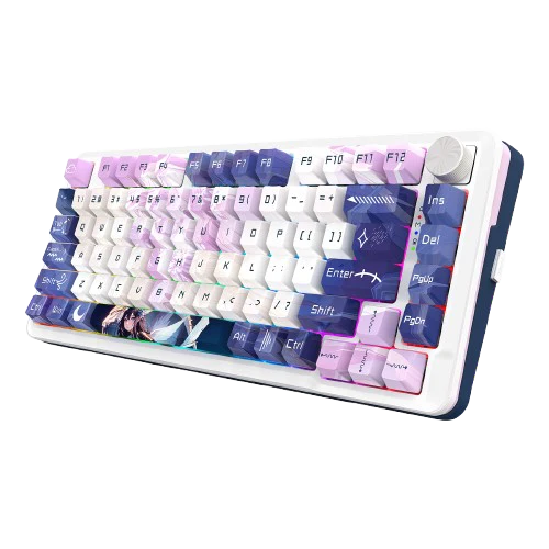 Redragon Cyrus Pro K681ACG-RGB-PRO 75% Mechanical Gaming Keyboard | 81 Keys · Control Knob | Tri-Mode Bluetooth · 2.4GHz · USB-C | Hot-Swappable · Gasket-Mounted | RGB · 4000mAh | Anime Purple