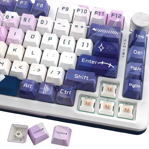 Redragon Cyrus Pro K681ACG-RGB-PRO 75% Mechanical Gaming Keyboard | 81 Keys · Control Knob | Tri-Mode Bluetooth · 2.4GHz · USB-C | Hot-Swappable · Gasket-Mounted | RGB · 4000mAh | Anime Purple