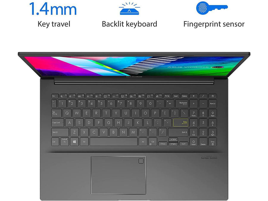 ASUS VivoBook 15 OLED K513EA Laptop | Intel Core i5-1135G7 · Iris Xe Graphics | 12GB DDR4 · 512GB PCIe NVMe SSD | 15.6-inch FHD OLED · 100% DCI-P3 | Backlit Keyboard · Fingerprint | Indie Black