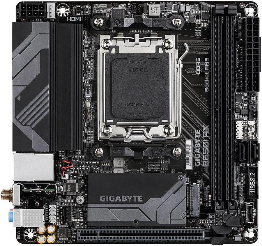 GIGABYTE B650I AX | AMD AM5 Mini-ITX Motherboard | DDR5 6400+ | PCIe 4.0 | M.2 NVMe Gen4 | WiFi 6E | 2.5G LAN | EZ-Latch | Q-Flash Plus | For Ryzen 7000/8000/9000 Series | Small Form Factor PC