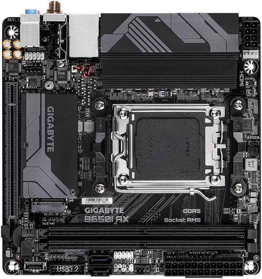 GIGABYTE B650I AX | AMD AM5 Mini-ITX Motherboard | DDR5 6400+ | PCIe 4.0 | M.2 NVMe Gen4 | WiFi 6E | 2.5G LAN | EZ-Latch | Q-Flash Plus | For Ryzen 7000/8000/9000 Series | Small Form Factor PC