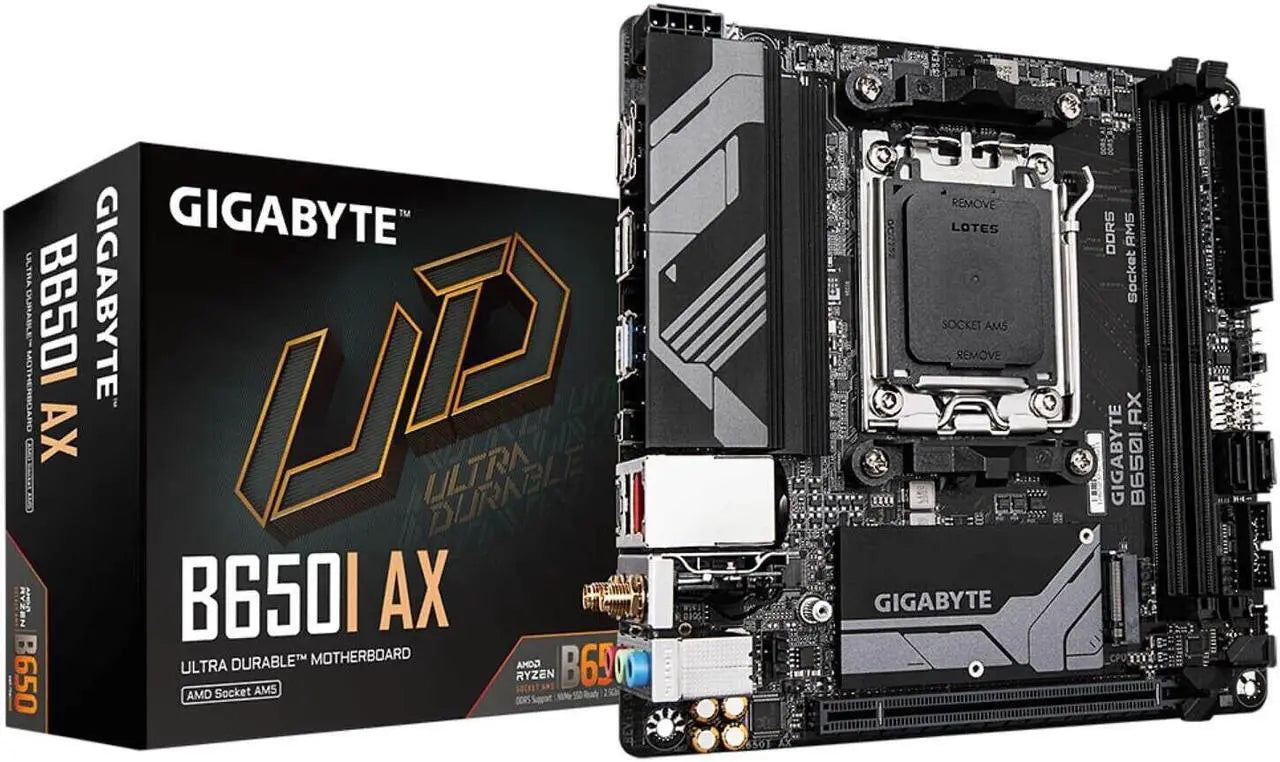 GIGABYTE B650I AX | AMD AM5 Mini-ITX Motherboard | DDR5 6400+ | PCIe 4.0 | M.2 NVMe Gen4 | WiFi 6E | 2.5G LAN | EZ-Latch | Q-Flash Plus | For Ryzen 7000/8000/9000 Series | Small Form Factor PC