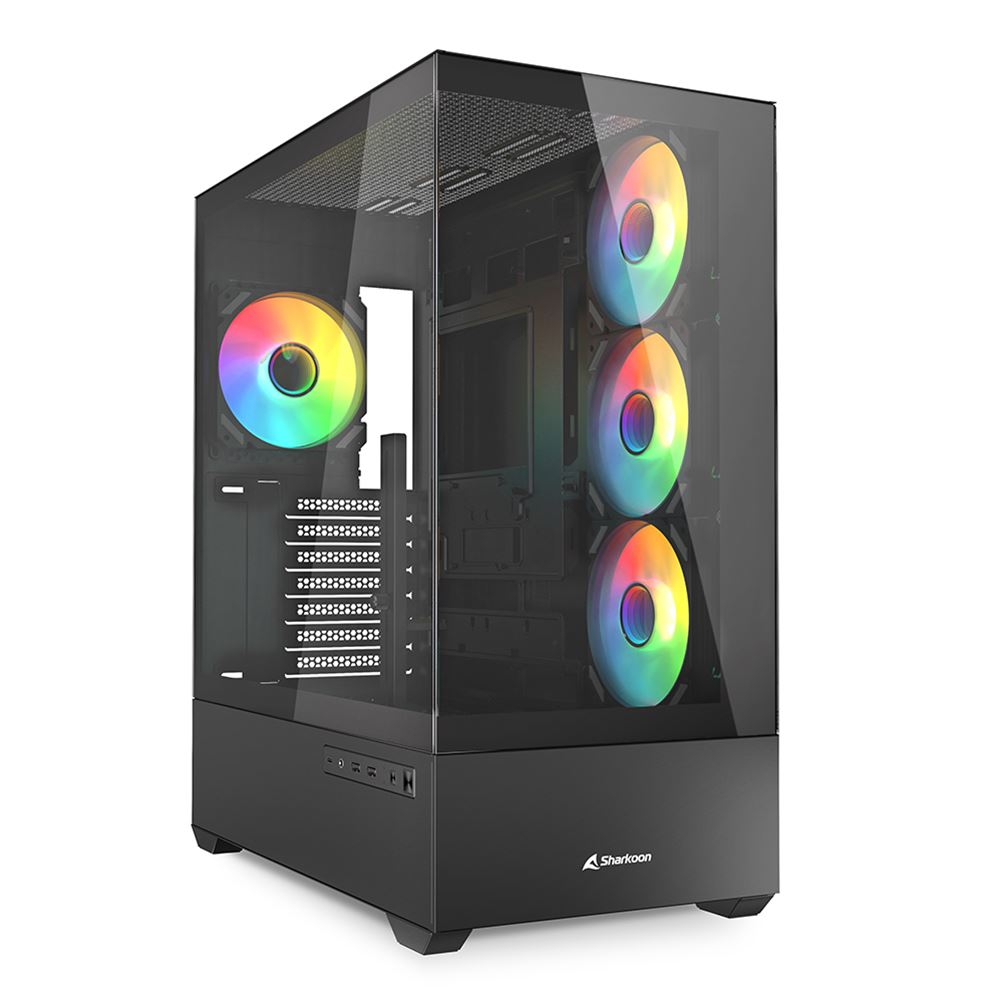 Sharkoon AK6 RGB PC Case | ATX Mid Tower | ARGB Fans | Black