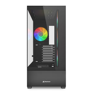 Sharkoon AK6 RGB PC Case | ATX Mid Tower | ARGB Fans | Black