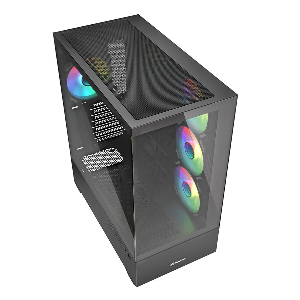 Sharkoon AK6 RGB PC Case | ATX Mid Tower | ARGB Fans | Black